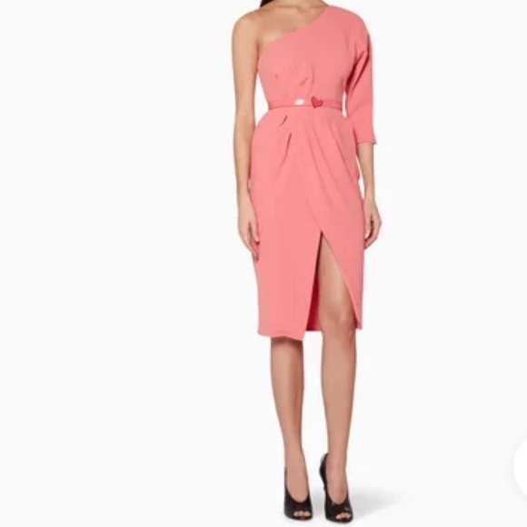 NWT ELISABETTA FRANCHI One-Shoulder Belted Dress - Picture 14 of 16